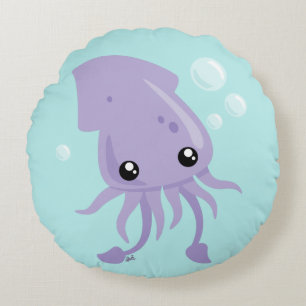 Kute Squid Round Pillow Rond Kussen