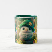 Kute St Patricks Day Baby Owl Personalized Tweekleurige Koffiemok (Center)