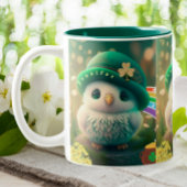 Kute St Patricks Day Baby Owl Personalized Tweekleurige Koffiemok
