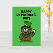 Kute St Patrick's Day card met leprechaun beer Kaart (Gele Bloem)