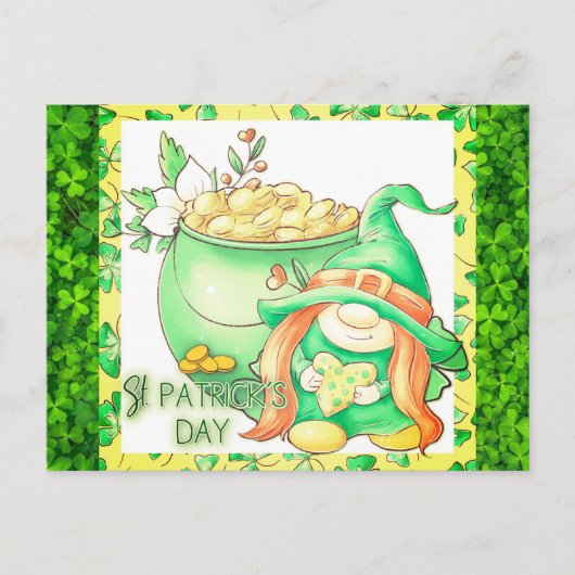 Kute St Patricks Day Gnome Girl Green Shamrock Briefkaart (Voorkant)
