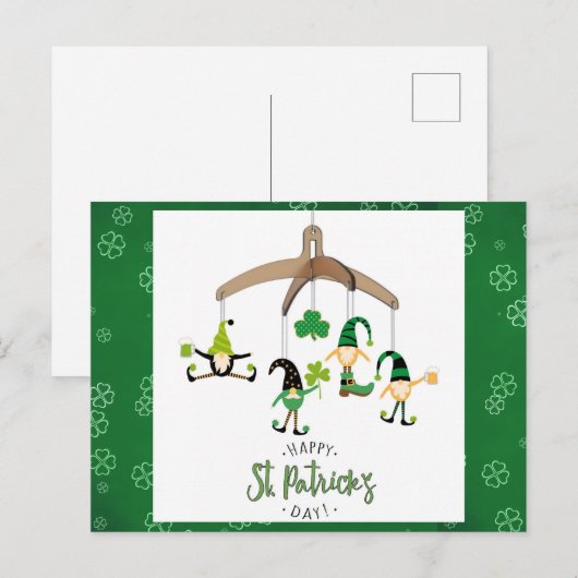 Kute St Patricks Day Gnome Green Shamrock Briefkaart (Voorkant / Achterkant)