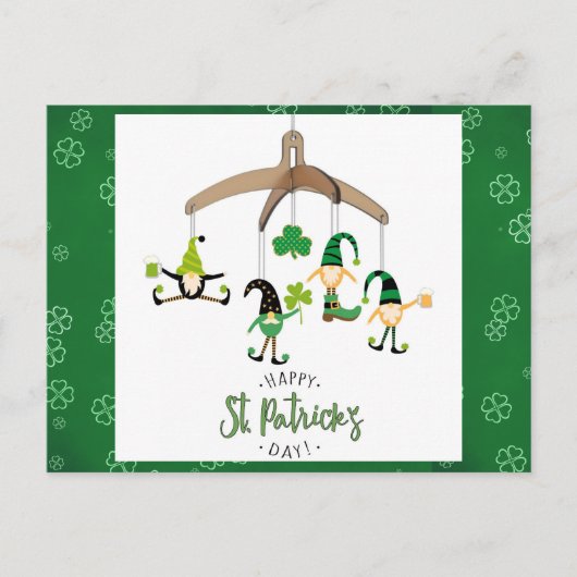 Kute St Patricks Day Gnome Green Shamrock Briefkaart (Voorkant)