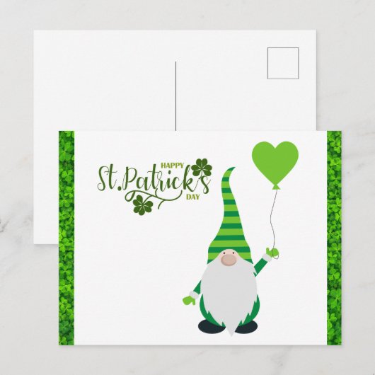 Kute St Patricks Day Gnome Shamrock Briefkaart (Voorkant / Achterkant)