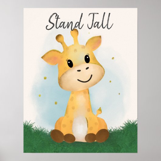 Kute stand-Giraffe Genderneutraal Poster (Voorkant)