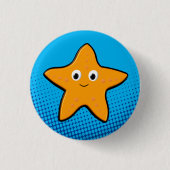 Kute Starfish Tekening Blauwe Oceaan Ronde Button 3,2 Cm (Voorkant)
