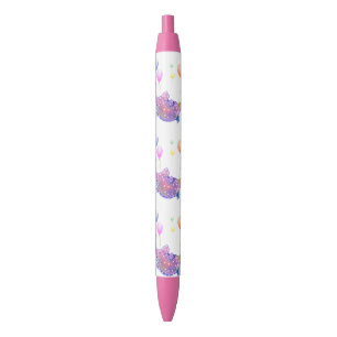 Kute Starry Elephant Flying with Colorful Balloons Blauwe Inkt Pen