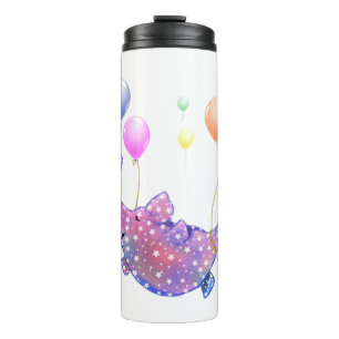 Kute Starry Elephant Flying with Colorful Balloons Thermosbeker