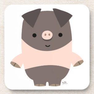 Kute sterke Cartoon Varkenspijn Onderzetters Reeks