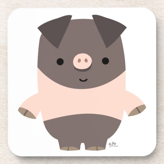 Kute sterke Cartoon Varkenspijn Onderzetters Reeks (Voorkant)