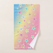 Kute sterren met gezichten in pastelkleuren bad handdoek (Handdoek)
