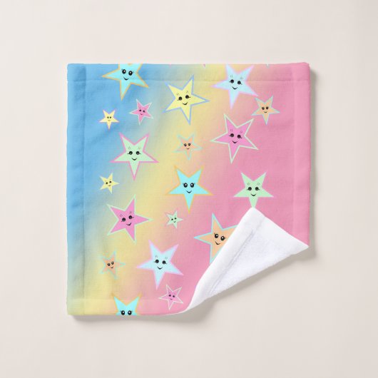Kute sterren met gezichten in pastelkleuren bad handdoek (Wasdoekje)