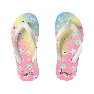 Kute sterren met gezichten in pastelkleuren kinder teenslippers