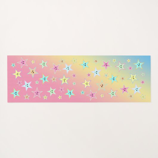 Kute sterren met gezichten in pastelkleuren yogamat (Achterkant (horizontaal))