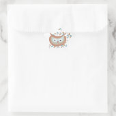 Kute Stickers Owl Afbeelding in bruin en Blauwgroe (Tas)