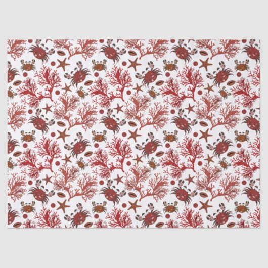 Kute strand krab betegeld patroonweefsel tissuepapier (Voorkant)