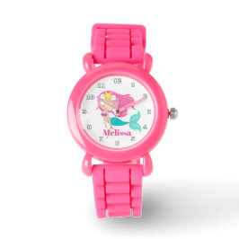 Kute strand mermaid add name watch horloge