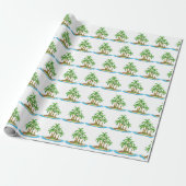 Kute strand palm tree Patroonparty Cadeaupapier (Uitgerold)