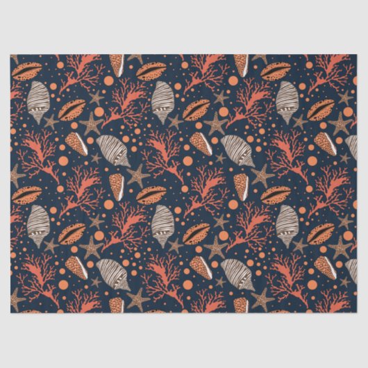 Kute strand seashell koraalpatroon party tissue tissuepapier (Voorkant)