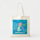 Kute strand zeemeermaid zee schildpad naam canvas tote bag (Voorkant)