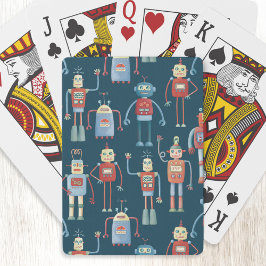 Kute Style Retro Robot Pattern Dark uit de jaren v Pokerkaarten