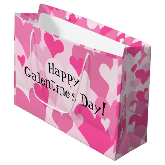 Kute Stylish roze harten Galentine's Day Groot Cadeauzakje (Voorkant Gekanteld)