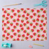 Kute Summer aardbeien & White Flowers op Roze Tissuepapier (Craft)