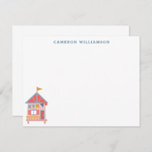 Kute Summer Beach Hut Personalized Stationery Bedankkaart