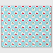 Kute Summer Blue, White & Red Cherries Cadeaupapier (Vlak)