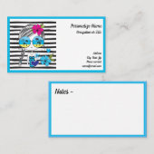 Kute Summer Girl Beach Palm Trees Blue Black Busin Visitekaartje (Voorkant / Achterkant)