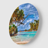 Kute  Summer Hawaiian Beach Waterverf Grote Klok (Hoek)
