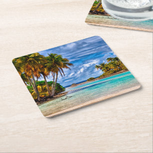 Kute  Summer Hawaiian Beach Waterverf Kartonnen Onderzetters