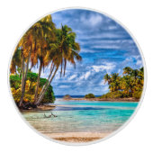 Kute  Summer Hawaiian Beach Waterverf Keramische Knop (Voorkant)