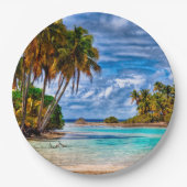 Kute  Summer Hawaiian Beach Waterverf Papieren Bordje (Voorkant)