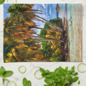 Kute  Summer Hawaiian Beach Waterverf Theedoek (Gevouwen)