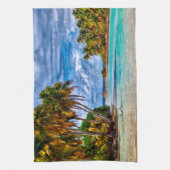Kute  Summer Hawaiian Beach Waterverf Theedoek (Verticaal)