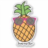 Kute Summer Pineappel met roze zonnebril Sticker (Voorkant)