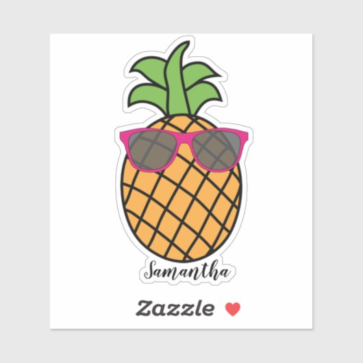 Kute Summer Pineappel met roze zonnebril Sticker (Vel)