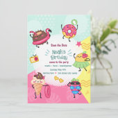 Kute Summer Pool Party Birthday Invitation Kaart (Staand voorkant)