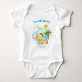 Kute Summer Vacation Name Beach Baby Boy Romper