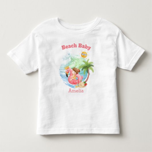 Kute Summer Vacation Name Beach Girl Kinder Shirts (Voorkant)