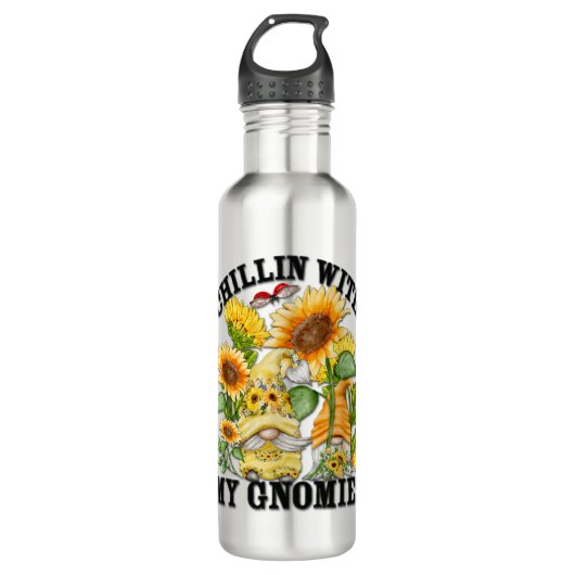 Kute Sunflower Summer Gnomen voor mam Chillin met Waterfles (Voorkant)