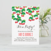Kute Sweet Cherries Birthday Party Invitations Kaart (Staand voorkant)
