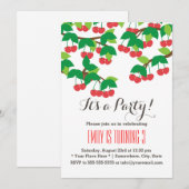 Kute Sweet Cherries Birthday Party Invitations Kaart (Voorkant / Achterkant)