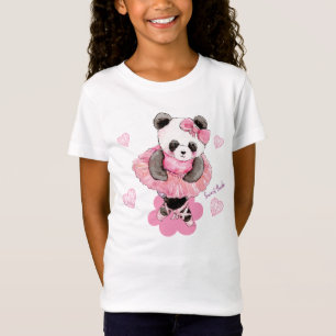 Kute Sweet Panda Ballet met prachtige roze harten T-shirt