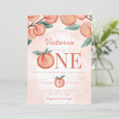 Kute Sweet Peach die 1 ^ e verjaardag draait Kaart (Staand voorkant)