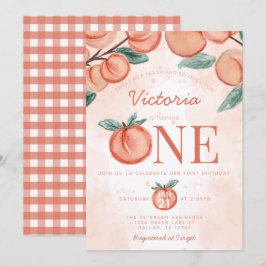 Kute Sweet Peach die 1 ^ e verjaardag draait Kaart