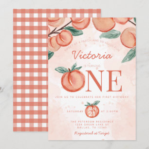 Kute Sweet Peach die 1 ^ e verjaardag draait Kaart