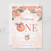 Kute Sweet Peach die 1 ^ e verjaardag draait Kaart (Voorkant)