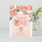 Kute Sweet Peach die 1 ^ e verjaardag draait Kaart (Staand voorkant)